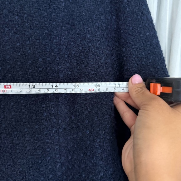 Aqua Navy Blazer Women’s Medium Tweed Jacket Gold Button Classic Chic - Picture 9 of 11